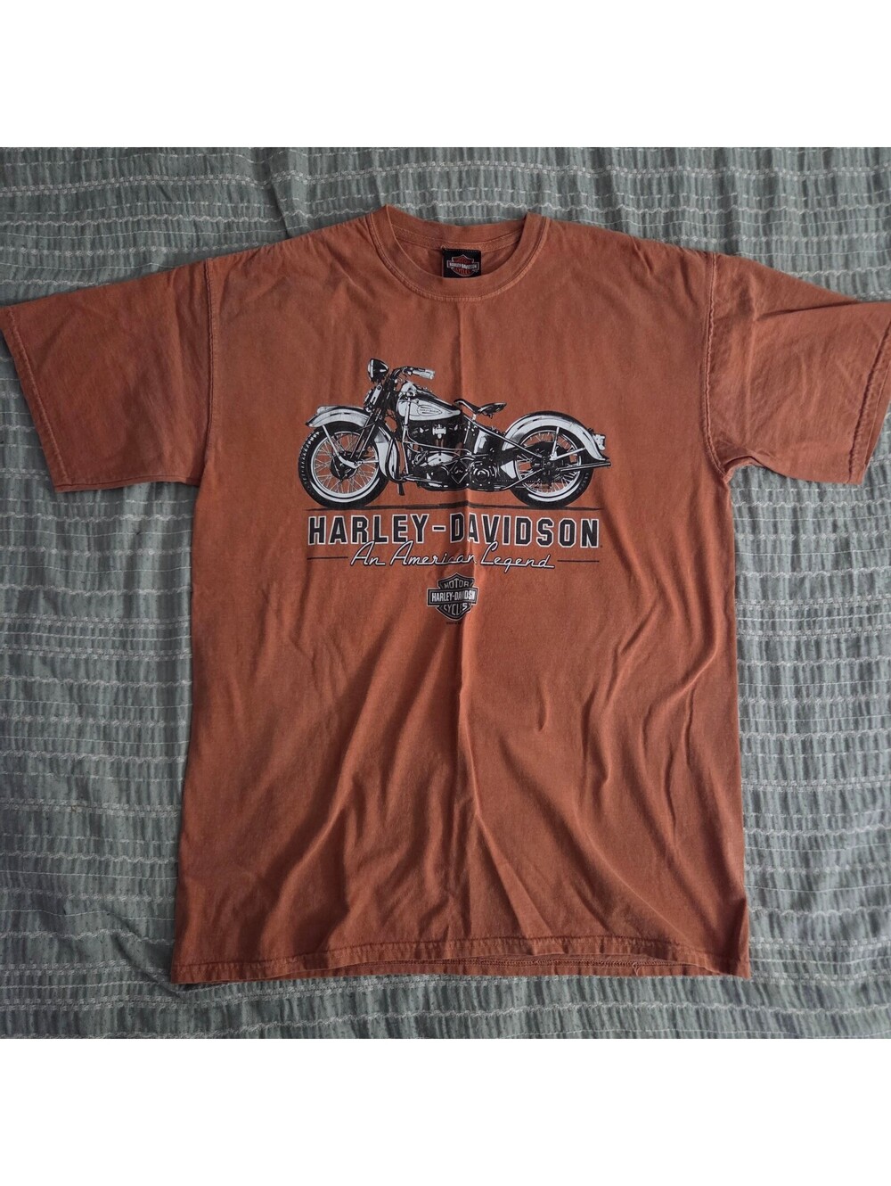Harley-Davidson orange motorcycle graphic T-shirt